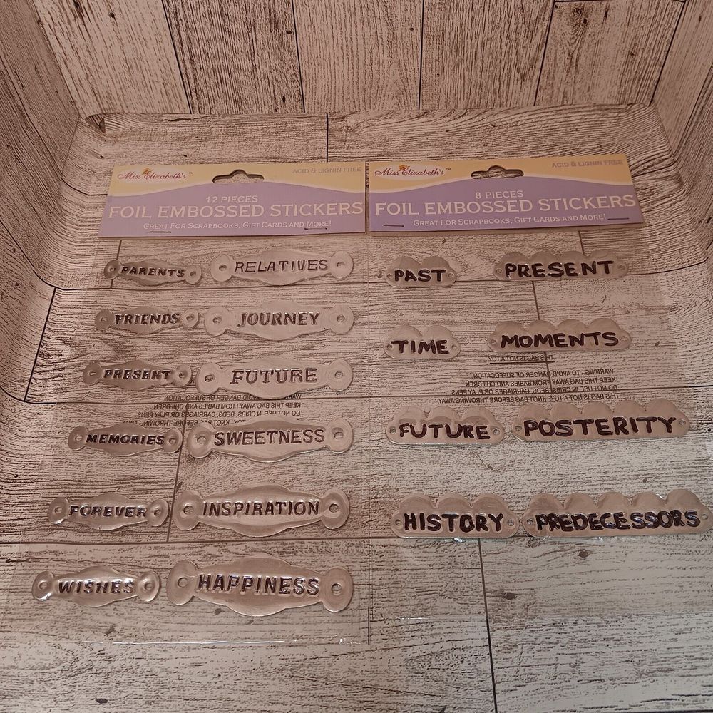 Vintage Miss Elizabeths foil embossed sticker Acid & Lignin Free 2 sealed sheets